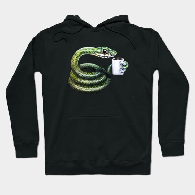 "Curled Up with Coffee" - Java Jungle collection Hoodie by GardenPartyArt